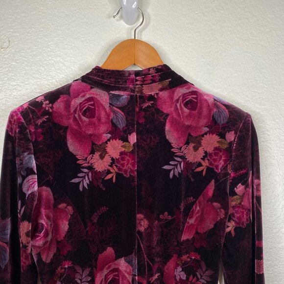 Coldwater Creek Women's Velvet Dark Floral Modest Holiday Dress Purple Size 12 - Picture 8 of 13